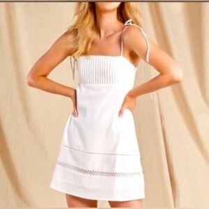 NWT Chic White Mini Dress with Spaghetti Straps.